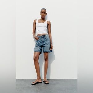 Zara Blue High-Waisted Jean Shorts